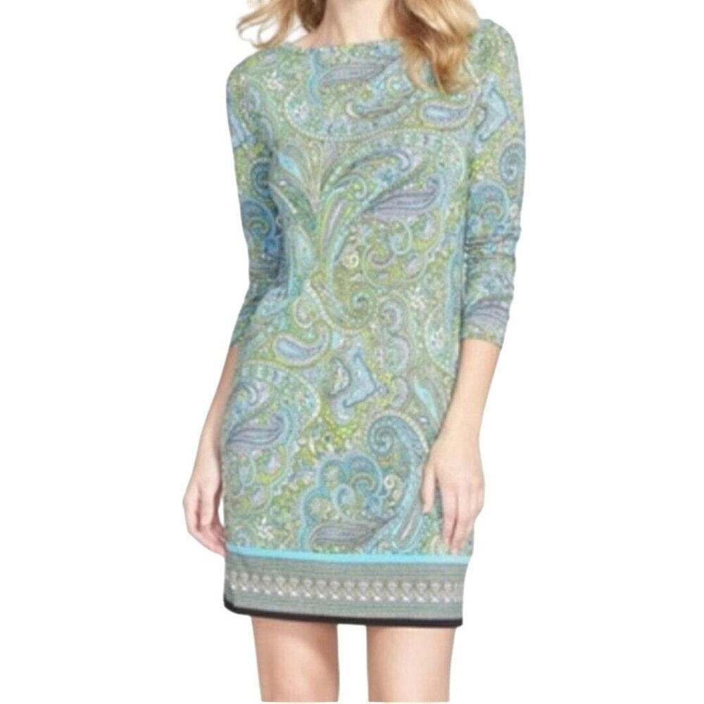 Michael Michael Kors NWT Peacock Paisley Long Sleeve Shift Dress Size PL